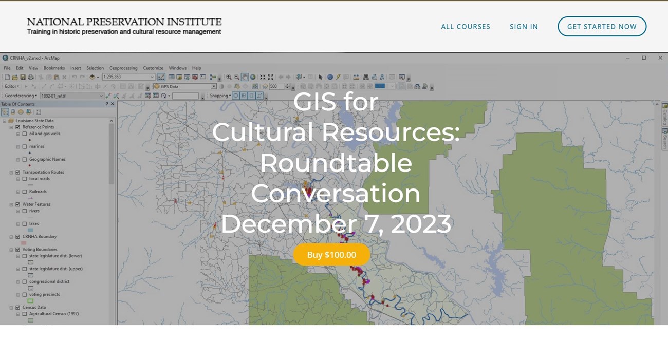 Screen capture of the GIS Roundtable course on NPI