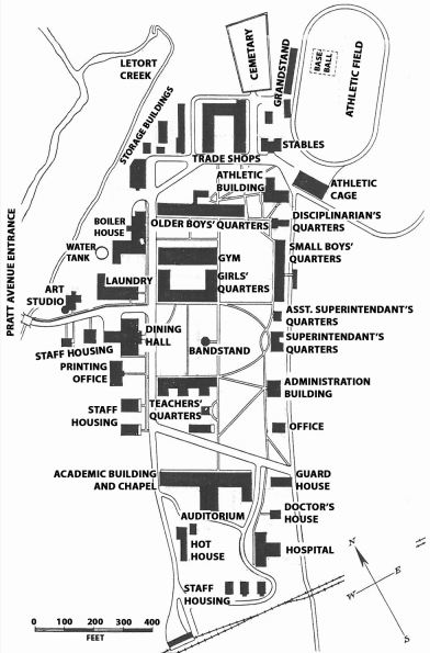 Map of a boarding school campus