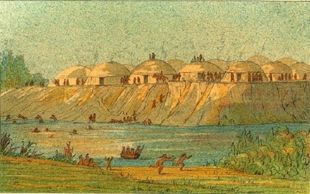 1836 painting of hidatsa village