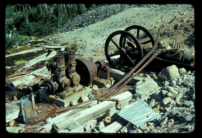 Rusty machinery left from mining days.