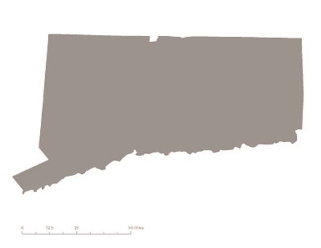 Picture of state of Connecticut in gray – indicating it was not one of the original 36 states to ratify the 19th Amendment. CC0