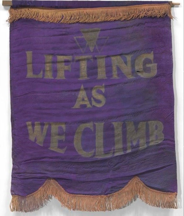 Banner with motto of Oklahoma Federation of Colored Women's Clubs. Collection of the Smithsonian National Museum of African American History and Culture.