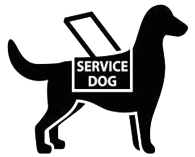 an outline of  a dog with the word service dog in it