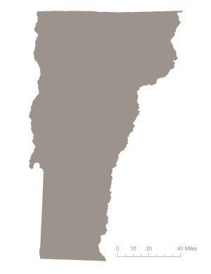 State of Vermont in gray – indicating it was not one of the original 36 states to ratify the 19th Amendment. Courtesy Megan Springate.