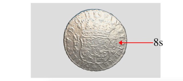 Spanish coin showing denomination