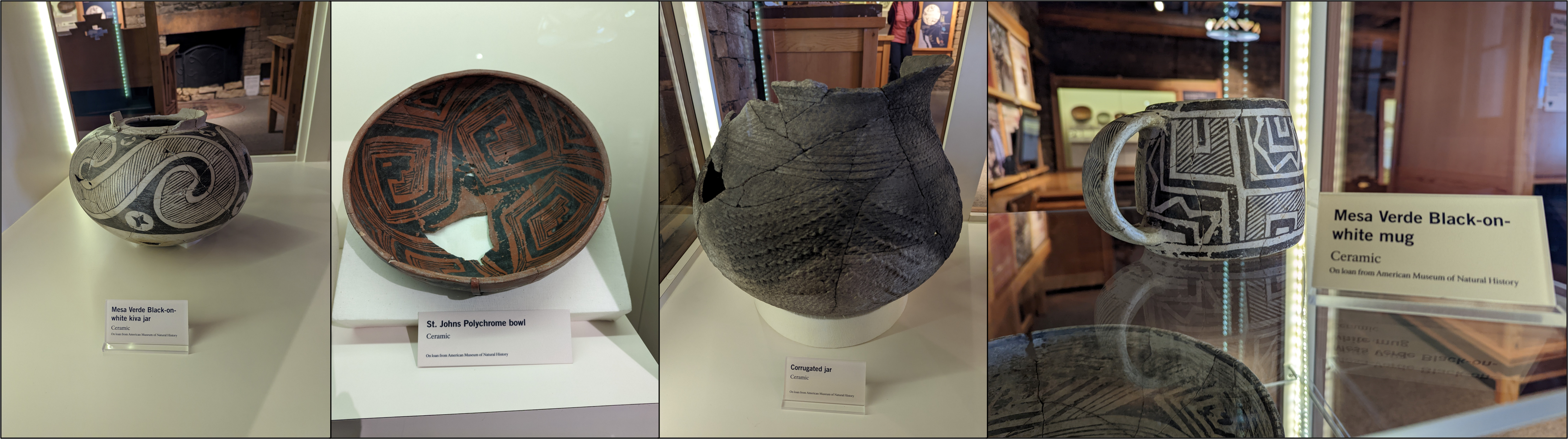 Examples of pottery styles found at Aztec Ruins.