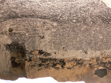 blackened ceiling