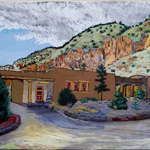 A pastel drawing of the historic Visitor Center by artist Helmut Naumer.
