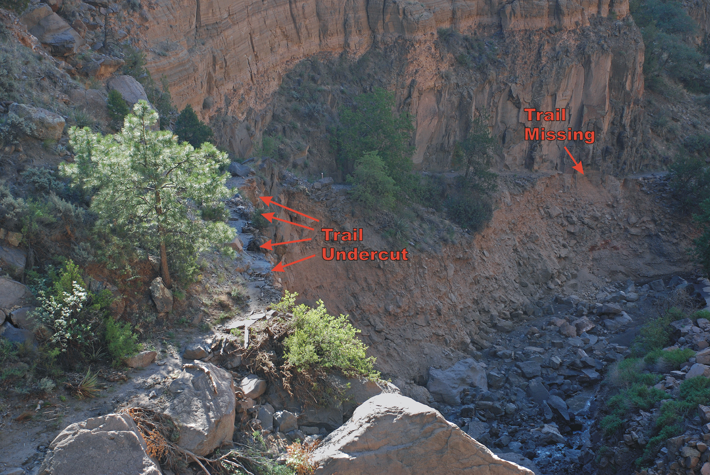 damaged trail