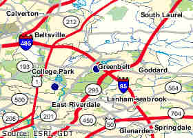 map of BW Parkway