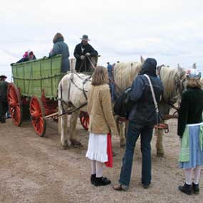 wagon being loaded for wagon rides