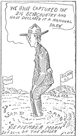 One of a series of Jodie Harris cartoons promoting the Big Bend as a potential national park, 1916