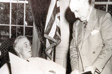 President Roosevelt receives the deed for the Big Bend from Amon Carter;  June 6, 1944