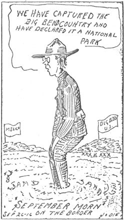 One of a series of Jodie Harris cartoons promoting the Big Bend as a potential national park, 1916