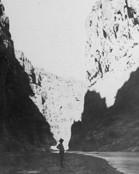 Expedition member in Santa Elena Canyon, October 1899.