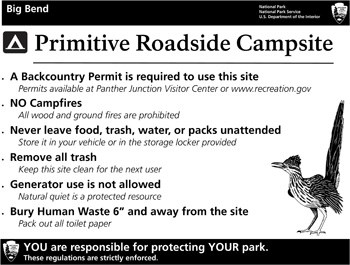 Roadside Campsites Regulations Sign