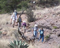 A group dayhiking on the Boot Canyon Trail