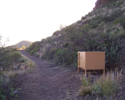 Cache box for water below the Blue Creek pull-off
