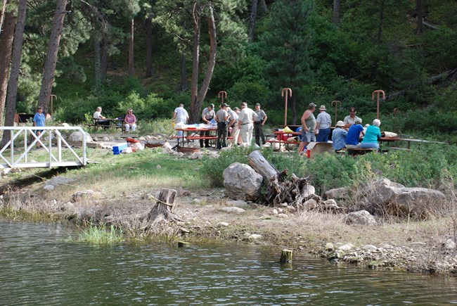 Volunteers enjoy a picnic at Black Canyon Campground