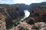 G. Bighorn Canyon frames the greenish lake.
