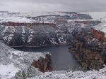 Canyon with snowfall