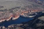 Aerial view behind Yellowtail Dam