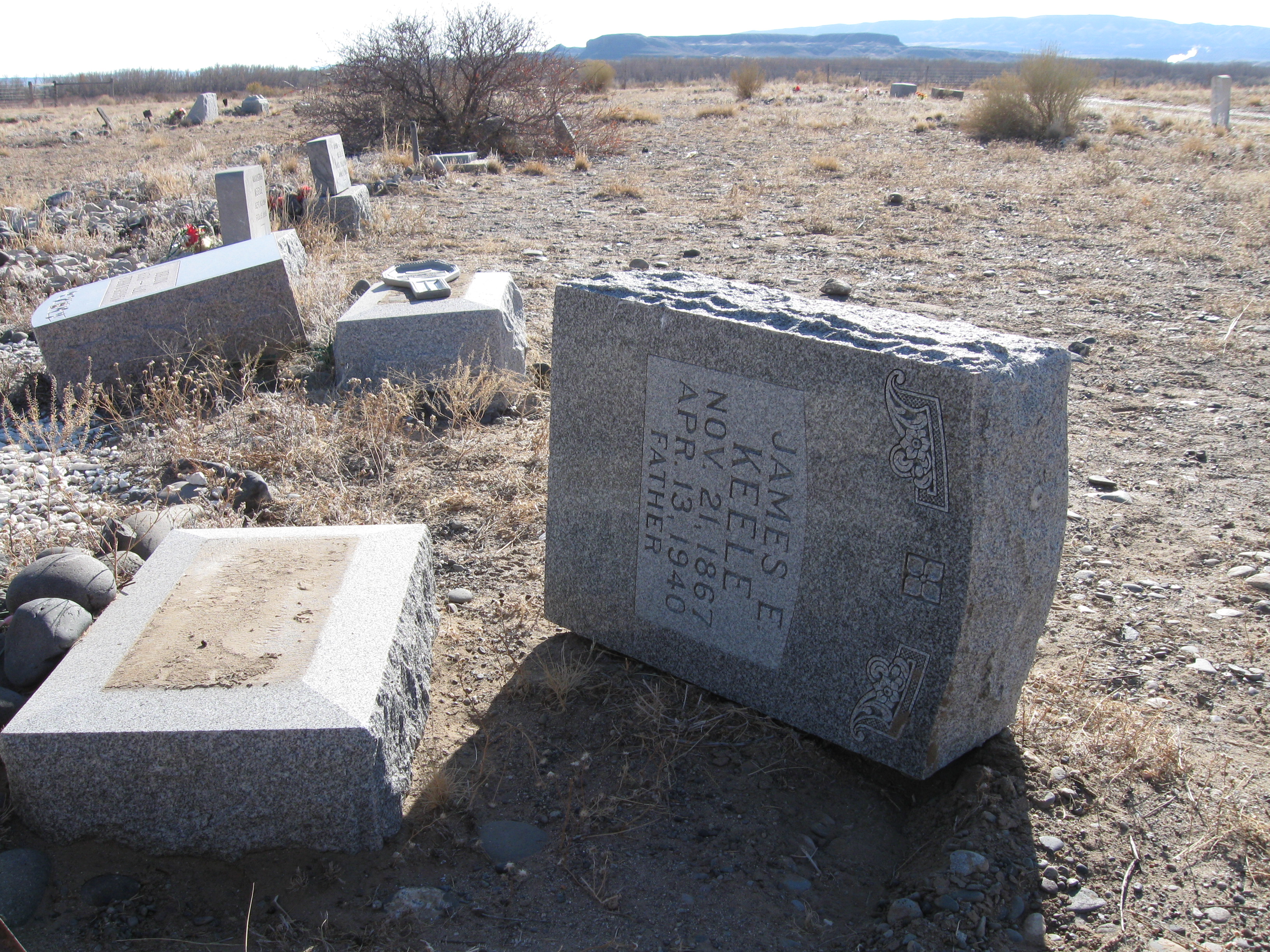 Headstones pushed over as part of the Kane Cemetery vandalism