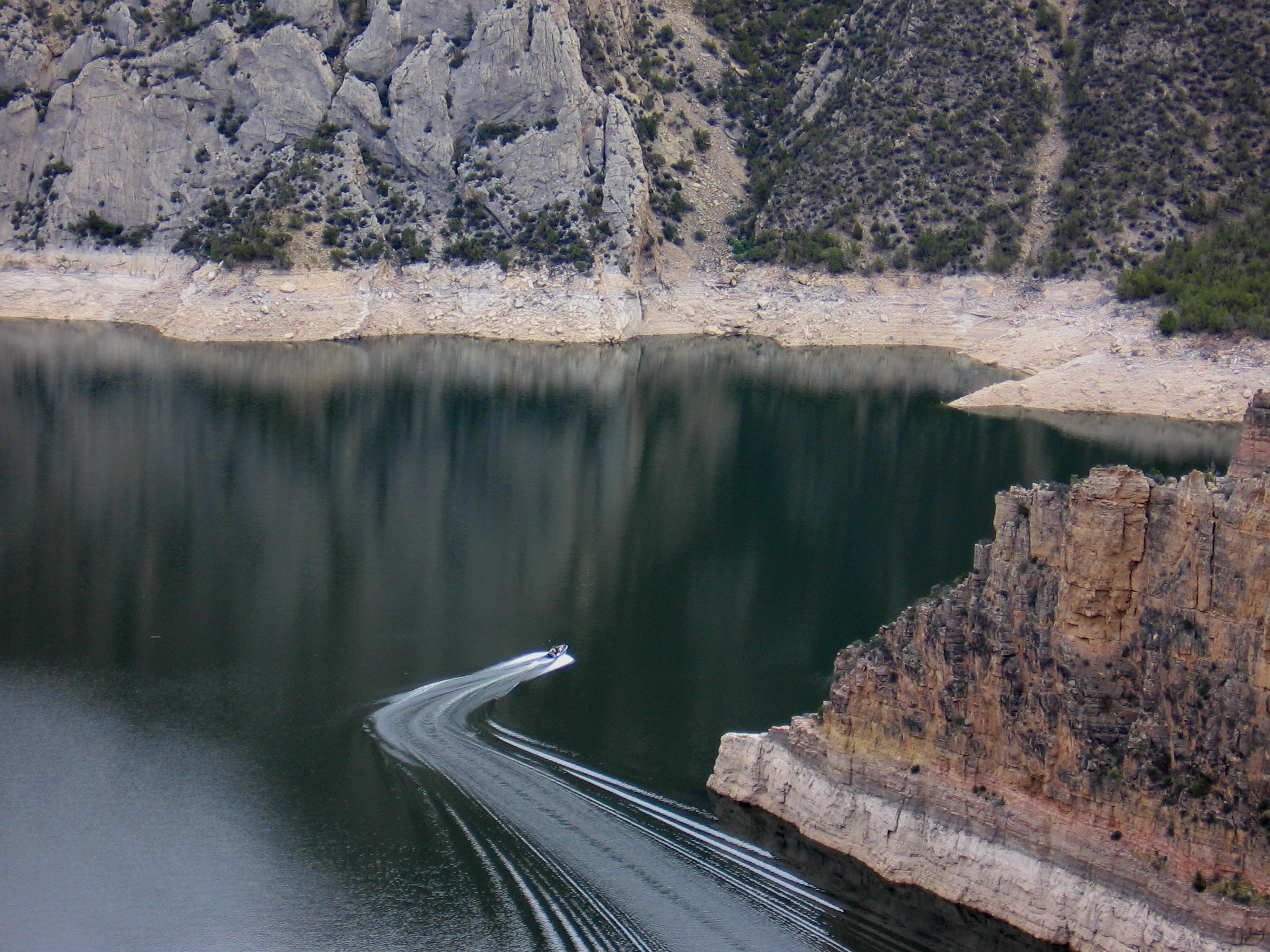Boaters enjoy a summer day on Bighorn Lake near Eye of the Eagle.&nbsp;