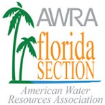 AWRA (American Water Resources Association) Florida Section Logo featuring two palms next to a horizontal blue line.