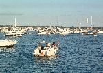 Boats gather off Elliott Key on Columbus Day
