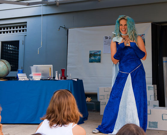 Dr. Verduga reveals her evil plans to trick humans into changing the Earth's climate at Biscayne National Park's Family Fun Fest.