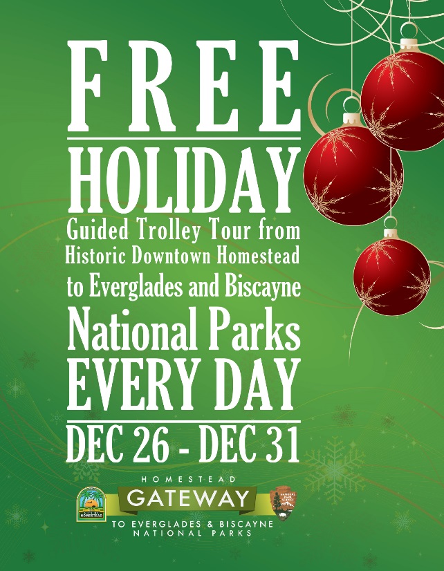 Take advantage of this special Homestead National Parks Trolley service running every day December 26 through 31, 2014.