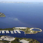 Matheson Hammock Marina from the air.