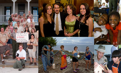 Montage of images showing people supporting the park by volunteering, donating, and raising awareness.