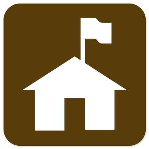 ranger station sign with brown outline