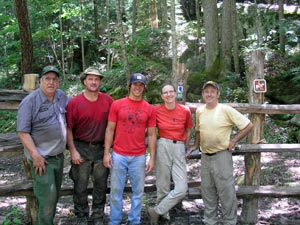volunteers work on trails