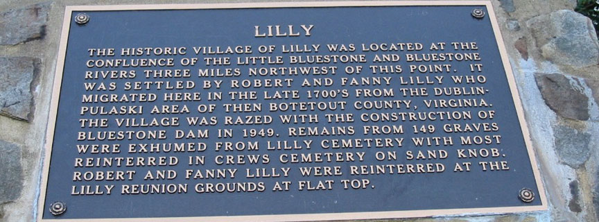 sign commemorating the Lilly townsite