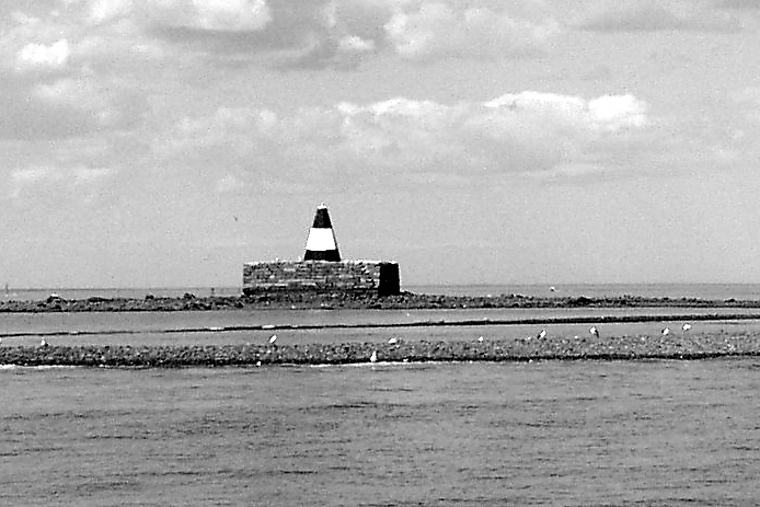 A lack-and-white daymarker on Black And White Question Mark. A lack-and-white daymarker on