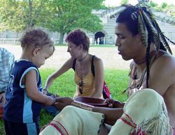 Native American and Child at Fort Warren