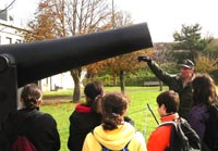 DCR Ranger leading a walking tour of Georges Island.
