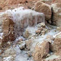 Winter runoff, one of nature's sculptors at work, eroding the rocks as the ice and snow melt