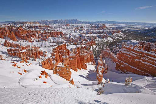 Bryce Amphitheater covered in snow