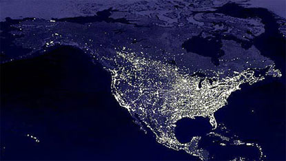 America at night, as seen from space