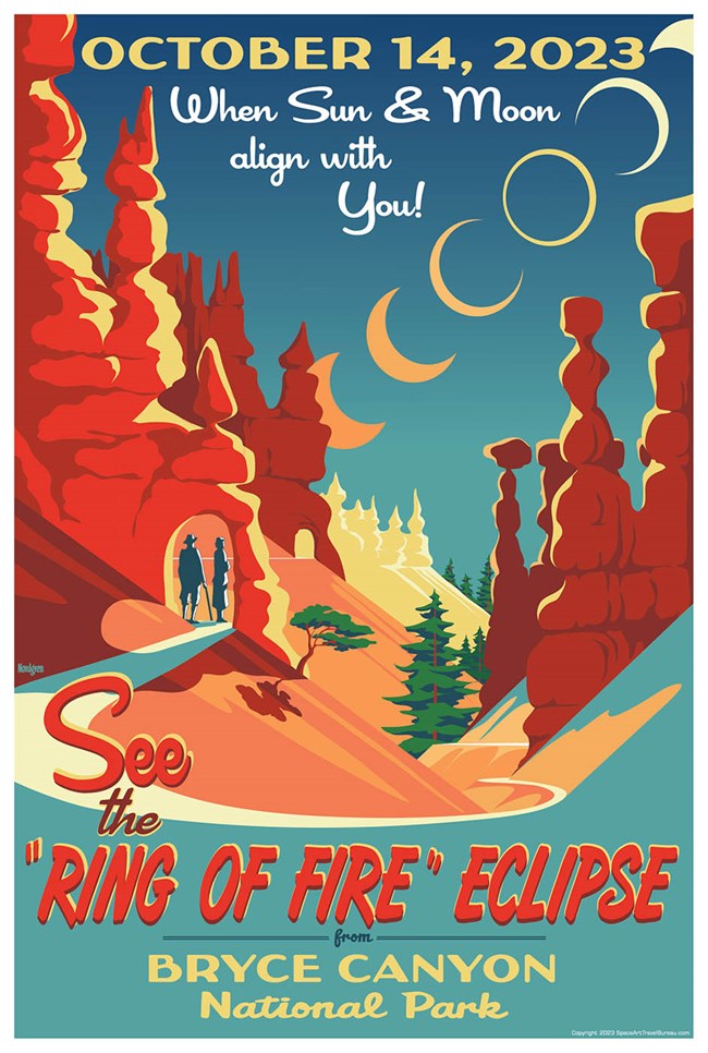 A poster for the 2023 annular eclipse at Bryce Canyon.