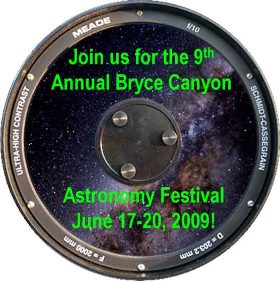 telescope lens invitation to the 9th annual astronomy festival at Bryce Canyon