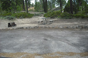 graveled RV site in North Campground