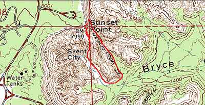 flat Topographical image of Navajo loop Trail.