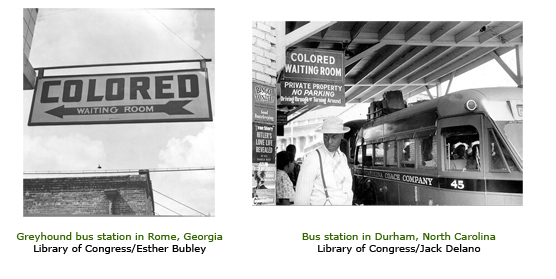 Colored waiting room signs from bus stations in Georgia and North Carolina from the mid-twentieth century.