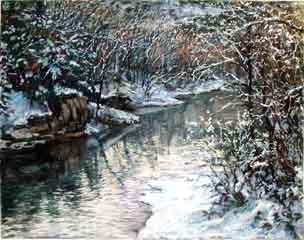 Winter scene of the Buffalo River with snow Winter scene of the Buffalo River with snow