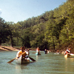 Paddling down the river